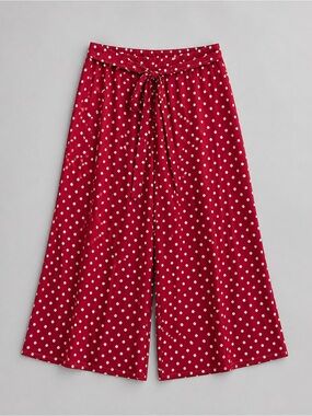 Womens Polka Dot Wide Leg Pants 2XL Euro Summer Coastal Mediterranean Retro
